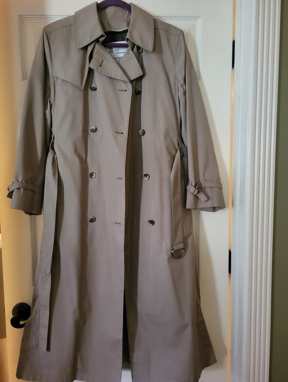 London Fog Taupe Double-Breasted Trench Coat